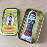 Mini Frida Kahlo doll in keepsake tin.