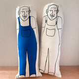 Two illustrated screen printed cushions featuring master potter Keith Brymer Jones.