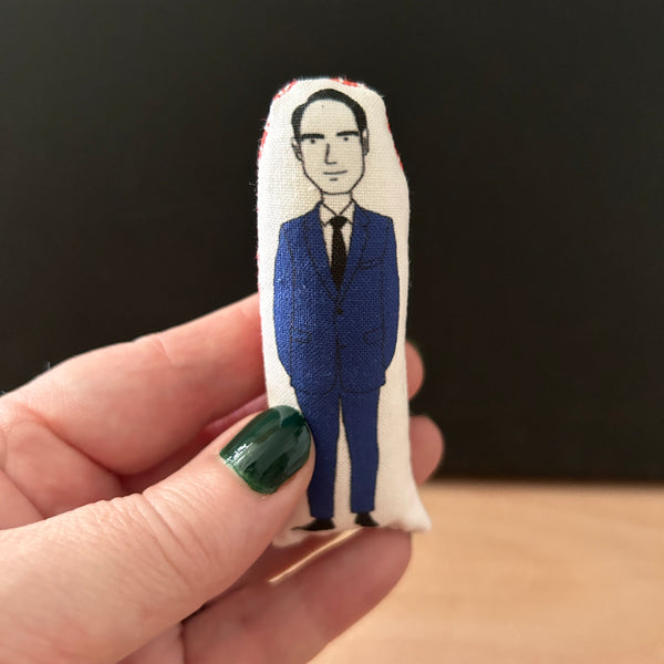 Mini illustrated fabric doll gift featuring comedian Jimmy Carr.