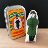 Mini illustrated fabric doll gift featuring Oasis frontman, Liam Gallagher, and a keepsake tin.