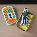 Mini illustrated fabric doll gift featuring English physicist Professor Brian Cox, with a keepsake tin.