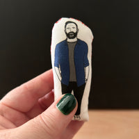 Mini illustrated fabric doll gift featuring radio host Shaun Keaveny.