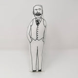 Gareth Southgate black and white fabric doll on white background