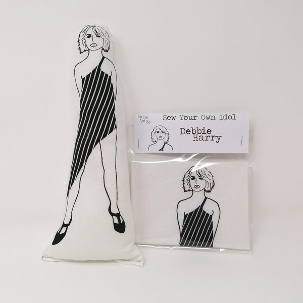 Debbie Harry, Blondie, monochrome fabric doll and sew your own Debbie kit
