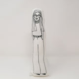 Gloria Steinem black and white fabric doll
