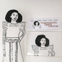 Chimamanda Adiche fabric doll and craft kit on white background
