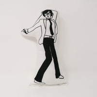 Black and white screen printed doll of Jarvis Cocker