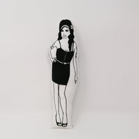 Amy Winehouse fabric doll on white background