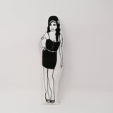 Amy Winehouse fabric doll on white background