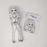 Dolly Parton black and white fabric doll and Dolly  sewing kit