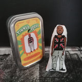 Mini fabric doll and gift tin featuring an illustration of Stormzy.