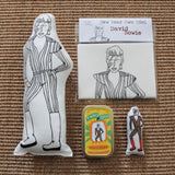 David Bowie dolls, large and mini in a tin, and craft kit