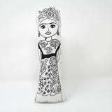 Frida Kahlo monochrome fabric doll