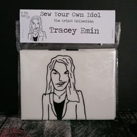 Sew your own Tracey Emin doll craft kit against a black background.